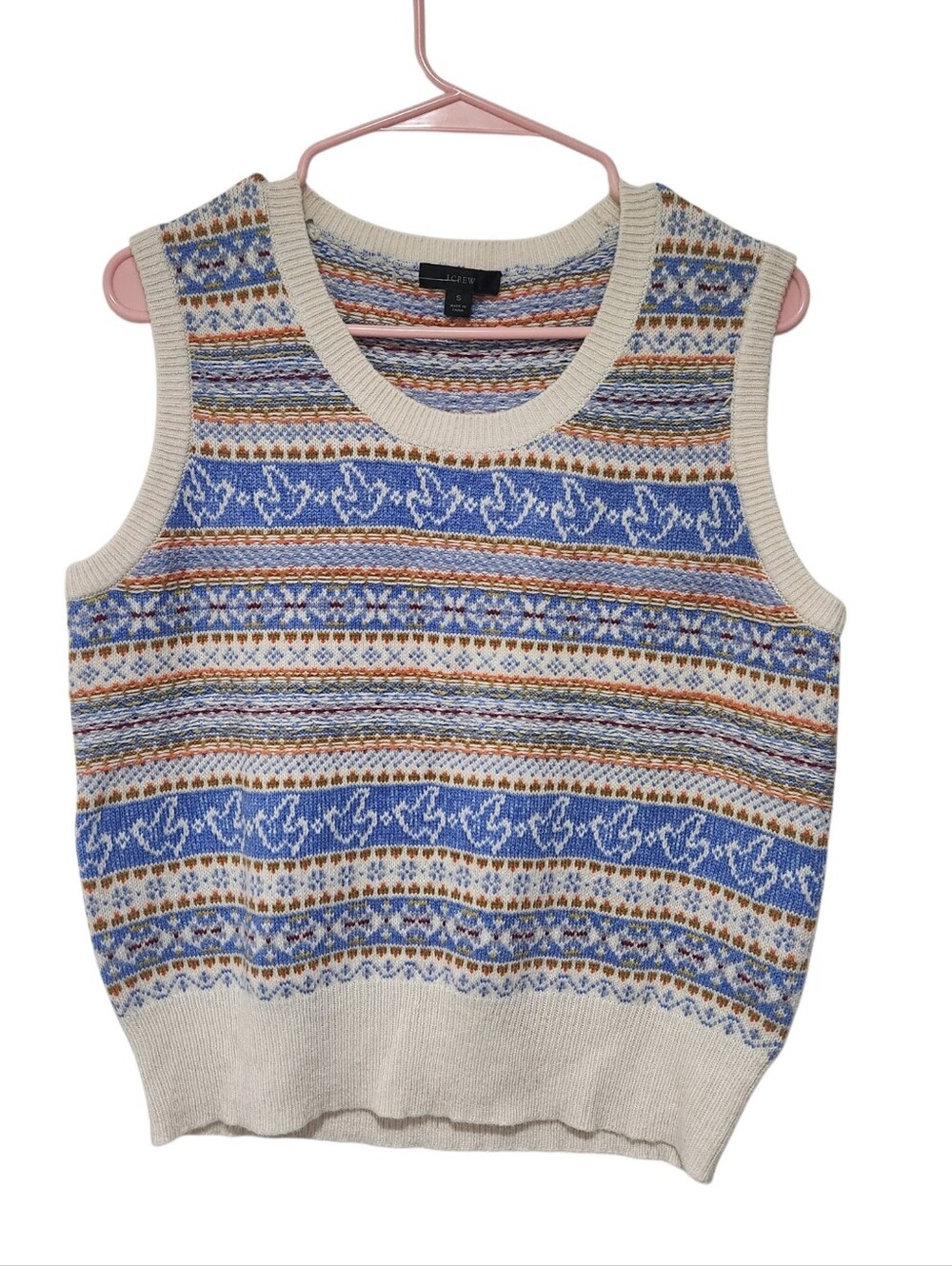 J.Crew Fair Isle Sweater Vest V-neck Wool Blend SizeS